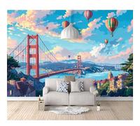 SPECUFX Mural Self-Adhesive Wallpaper Photo Home Custom 3D Bridge Landscape Painting 100x70cm Living Room Tv Background Wall Waterproof Painting Posters