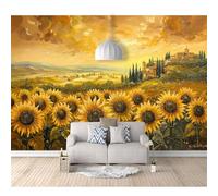 SPECUFX Photo Murals 3D Design Self-Adhesive Wallpaper Watercolor Sunflower Floral Landscape 100x70cm Living Room The Wall for Bedroom Mural Border