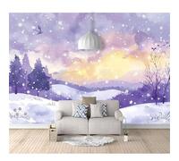 SPECUFX Photo Murals 3D Design Self-Adhesive Wallpaper Watercolor Winter Forest Purple 100x70cm Living Room The Wall for Bedroom Mural Border