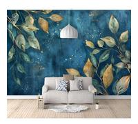 SPECUFX Photo Self-Adhesive Wallpaper 3D Mural for Walls Golden-Foliage Plant Blue 100x70cm Wall Paper Home Decor Non-Woven Living Room Bedroom