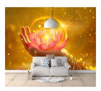 SPECUFX Photo Self-Adhesive Wallpaper Golden Hand Lotus Zen 100x70cm Pattern Mural Picture Murals 3D Living Room The Wall for Bedroom Border
