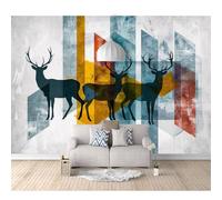 SPECUFX Photo Self-Adhesive Wallpaper Nordic Abstract Animal Deer Colorful 100x70cm Mural Picture Murals 3D Living Room The Wall for Bedroom Border