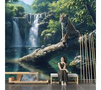 SPECUFX Photo Wallpaper 3D Effect Forest Waterfall Wildlife Tiger Custom 3D Effect Photo Wallpaper Living Room Bedroom Tv Background Wall Mural Wallpaper