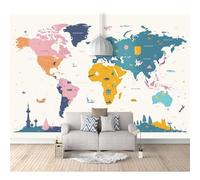 SPECUFX Self-Adhesive Wallpaper 3D Photo Colorful World map Children's Room 100x70cm Mural Kitchen Bedroom Wall Living Room The for Office Dining