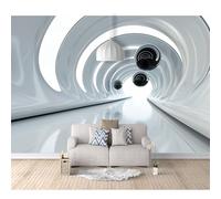 SPECUFX Self-Adhesive Wallpaper 3D Photo Modern White-Black Tunnel Optical Illusion 100x70cm Mural Kitchen Bedroom Wall Living Room The for Office Dining