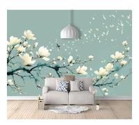 SPECUFX Self-Adhesive Wallpaper 3D Photo Vintage Flowers, Birds, Orchids, Cyan 100x70cm Mural Kitchen Bedroom Wall Living Room The for Office Dining