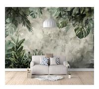 SPECUFX Self-Adhesive Wallpaper 3D Photo Vintage Plantain Leaf Gray 100x70cm Mural Kitchen Bedroom Wall Living Room The for Office Dining