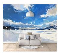 SPECUFX Self-Adhesive Wallpaper 3D Wall Mural Minimalist Abstract Oil Painting Landscape White Blue 100x70cm Pattern Photo Room Decoration Background Paper Boy Girl Bedroom