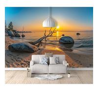 SPECUFX Self-Adhesive Wallpaper Decoration for Living Room Office Beach Stone Landscape 100x70cm Custom 3D Photo Bedroom Wall Painting Mural