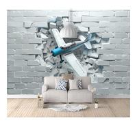 SPECUFX Tv Background Wall Paper Fantasy Planes Pierce Walls 100x70cm Self-Adhesive Wallpaper Living Room Bedroom 3D Decorative Mural Film Covering Wallpapers Paste