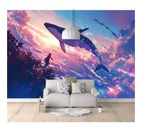 SPECUFX Wall Mural 3D Whales are Beautiful Marine Animals 100x70cm Art Decor Large Murals for Walls Living Room Bedroom Self-Adhesive Wallpaper Paintings Decoration