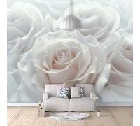 SPECUFX Wall Mural Photo Wallpaper Floral Rose White Large Sticker Wall Decor Print Picture Design Art for Walls Living Room Bedroom TV Background Kids Room 350x256cm