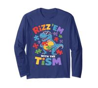SPED Rizz 'Em with Tism Autismsaurus T-Rex Dino Autism Long Sleeve T-Shirt