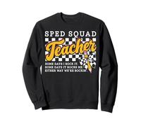 SPED Squad Teacher Some Days I Rock It Rocks Me Checker Bow Sweatshirt