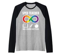 SPED Teacher Inclusion Matters Rainbow Infinity Raglan Baseball Tee