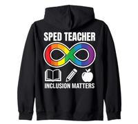 SPED Teacher Inclusion Matters Rainbow Infinity Zip Hoodie