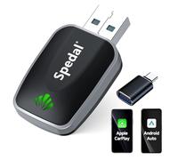Spedal 2-in-1 Wireless CarPlay & Android Auto Adapter, USB-A & USB-C | Converts Wired to Wireless｜Plug & Play｜5.8GHz WiFi for Fast, Stable Connection｜iOS 10+ & Android 11+｜For Compatible Cars