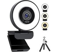Spedal 4K Webcam with Ring Light, Built-in Dual Microphone and Privacy Cover, Fast AutoFocus, Adjustable Brightness, USB Streaming Web Camera with Tripod, for Zoom Twitch Teams YouTube Skype Meeting