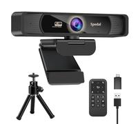 Spedal 4K Webcam with Tripod, Wide Angle 120° USB Webcam, Sony 1/2.8" Sensor, Dual Microphones, Remote Control, Auto Focus for Video Conferencing, Online Meetings, Streaming, Zoom & Teams