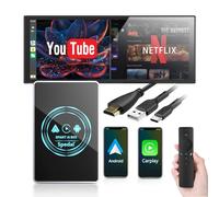 Spedal CarPlay AI Box Wireless Adapter with Netflix & YouTube, 3-in-1 Smart Box Car Streaming Device, Car Video Player Support 4K, Dual-Band WiFi, HDMI Output | for Cars with Wired CarPlay (BLACK)