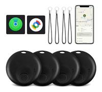 Spedal Dual System Tracker for iOS or Android, Smart Tracking Tag for Keys, Luggage, Backpack, Wallet, Suitcase Compatible with iOS Find My or Google Find Hub App (Android & iOS,Black, 4Pack)