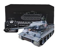 SpedUpX 1/16 Scale German Tiger I RC Tank 3818, 7.0 RTR 2.4GHz Remote Control Military Tank with 340° Rotating Turret, Smoke, Sound, Light, BB Shooting & Infrared Combat(Upgraded version)