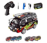 SpedUpX 1:24 Full Scale Delica 2.4G 2WD/4WD RC Car with Controllable Headlights & Shift, Mechanical 3-Speed Gearbox, Remote Control Toy Vehicle Great Gift - 4WD/Pearl Black
