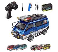 SpedUpX 1:24 Full Scale Delica 2.4G 2WD/4WD RC Car with Controllable Headlights & Shift, Mechanical 3-Speed Gearbox, Remote Control Toy Vehicle Great Gift - 2WD/Pearl Blue