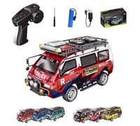 SpedUpX 1:24 Full Scale Delica 2.4G 2WD/4WD RC Car with Controllable Headlights & Shift, Mechanical 3-Speed Gearbox, Remote Control Toy Vehicle Great Gift - 4WD/Pearl Red