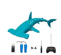 SpedUpX 2.4GHz RC Hammerhead Shark Water Toy with Diving Function Spray Effect Bionic Swimming Motion Waterproof Remote Control Marine Animal Model(Cyan/2 Battery)