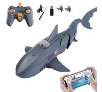 SpedUpX APP RC Python Toy, 2.4GHz Remote Control Mechanical Python, Dual Motor Swimming, Waterproof Design, 2 Speed Modes, Real-Time Video RTR(Grey/Shark)
