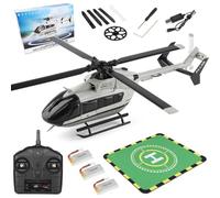 SpedUpX K160 Airbus EC145 Simulation RC Helicopter, 2.4G 4CH Brushless Motor Remote Control Helicopter for Adults Beginners, RC Plane Altitude Hovering Military Aircraft - 3 Battery