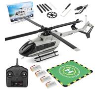SpedUpX K160 Airbus EC145 Simulation RC Helicopter, 2.4G 4CH Brushless Motor Remote Control Helicopter for Adults Beginners, RC Plane Altitude Hovering Military Aircraft - 4 Battery