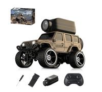SpedUpX KF32 1:64 Die-Cast RC Crawler with Camera, Full-Scale 4WD Mini Desktop Off-Road Remote Control Car, High-Performance Racing Model(Yellow)