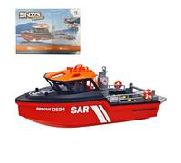 SpedUpX Rc Boat for Lakes, 1/32 Scale 2.4G 8KM/H RC Rescue Boat Model with 18 Mins Play Time and Low Battery Reminder for Adults (694/Black and Red)