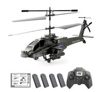 SpedUpX Remote Control Military Flying Helicopter Toy, XK1 3.5CH Altitude Hold Helicopter with Gyro & LED Light, RC Helicopters for Adults Beginner - Army Green/4 Battery