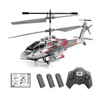 SpedUpX Remote Control Military Flying Helicopter Toy, XK1 3.5CH Altitude Hold Helicopter with Gyro & LED Light, RC Helicopters for Adults Beginner - Platinum/3 Battery