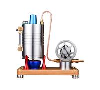 SpedUpX Retro All-metal Vertical Steam Engine Model with Heating Boiler, Physical Experiments Gift for Mechanical Model Lovers