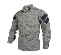 SpedUpX Tactical Combat Shirt Men Cotton Breathable Military Shirt Long Sleeve Training Outdoor(Night Camouflage/XXL)