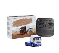 SpedUpX Turbo Racing 1/76 Scale Mini RC Drift Car, 2.4G RC Electric 3CH 4WD Truck Tractor Model, Birthday Xmas Gift for Adults（Blue & White）