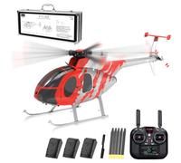 SpedUpX YU XIANG F119S MD500 Remote Control Helicopter, 1/16 2.4G 9CH 250-Class 6-Axis Gyro Military RC Helicopter with 6G/3D Switchable Modes and Optical Flow for Adult(Red & Sliver/3 Battery)