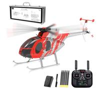 SpedUpX YU XIANG F119S MD500 Remote Control Helicopter, 1/16 2.4G 9CH 250-Class 6-Axis Gyro Military RC Helicopter with 6G/3D Switchable Modes and Optical Flow for Adult(Red & Sliver/1 Battery)