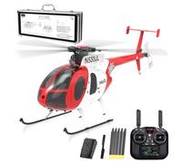 SpedUpX YU XIANG F119S MD500 Remote Control Helicopter, 1/16 2.4G 9CH 250-Class 6-Axis Gyro Military RC Helicopter with 6G/3D Switchable Modes and Optical Flow for Adult(Red & White/1 Battery)