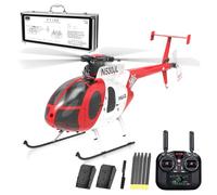 SpedUpX YU XIANG F119S MD500 Remote Control Helicopter, 1/16 2.4G 9CH 250-Class 6-Axis Gyro Military RC Helicopter with 6G/3D Switchable Modes and Optical Flow for Adult(Red & White/2 Battery)