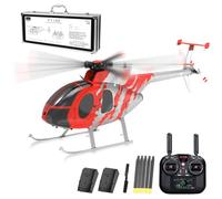 SpedUpX YU XIANG F119S MD500 Remote Control Helicopter, 1/16 2.4G 9CH 250-Class 6-Axis Gyro Military RC Helicopter with 6G/3D Switchable Modes and Optical Flow for Adult(Red & Sliver/2 Battery)