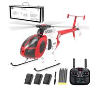 SpedUpX YU XIANG F119S MD500 Remote Control Helicopter, 1/16 2.4G 9CH 250-Class 6-Axis Gyro Military RC Helicopter with 6G/3D Switchable Modes and Optical Flow for Adult(Red & White/3 Battery)