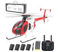 SpedUpX YU XIANG F119S MD500 Remote Control Helicopter, 1/16 2.4G 9CH 250-Class 6-Axis Gyro Military RC Helicopter with 6G/3D Switchable Modes and Optical Flow for Adult(Red & White/4 Battery)