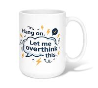 Speech Bubble Ceramic Coffee Mug, Modern Playful Lightning Check Mark None Blue Novelty Tea Mug with Handle Ideal for Friendship Family Colleague Staff Sweetheart Teachers 15 Oz