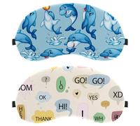 Speech Bubbles Expressions 2 Pieces Eye Mask, Sleeping Eye Mask for Side Sleeper, Zero Eye Pressure Night Blindfold, Adjustable Sleep Cover, Completely Block Out Light Eye Shade
