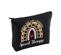Speech Language Pathologist Makeup Bag Words are Life Changing Speech Therapy Rainbow Cosmetic Bag SLP Appreciation Gift (Speech Therapy Bag)